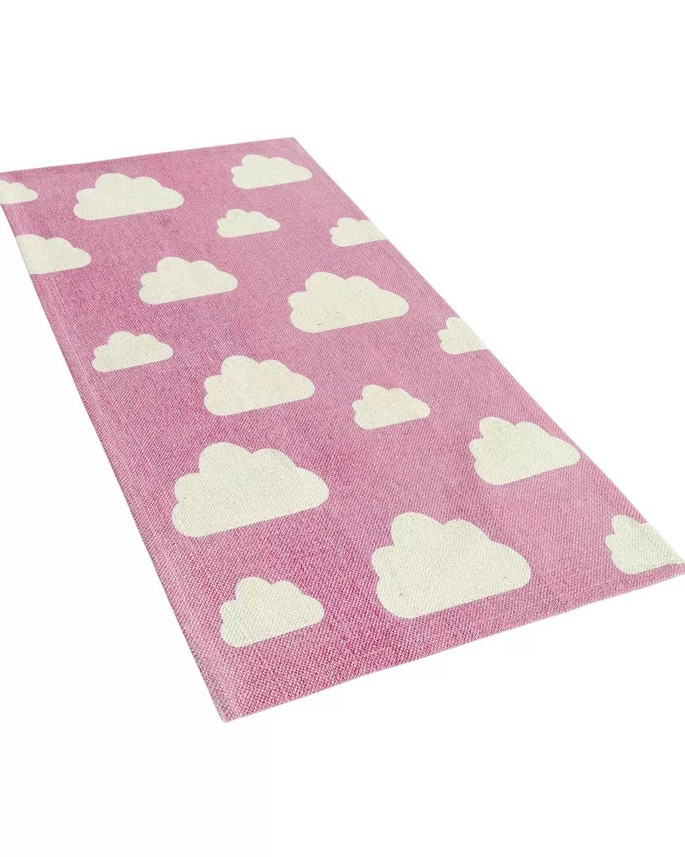 Fashion Beliani Kinderteppich Baumwolle Rosa 60 X 90 Cm Wolkenmotiv Gwalijar