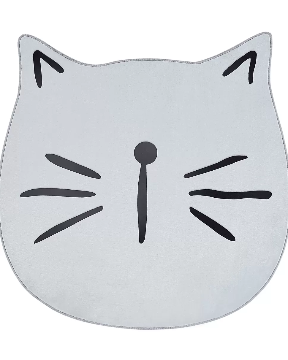 Discount Beliani Kinderteppich Grau 100 Cm Katzenmotiv Kurzflor Kitty