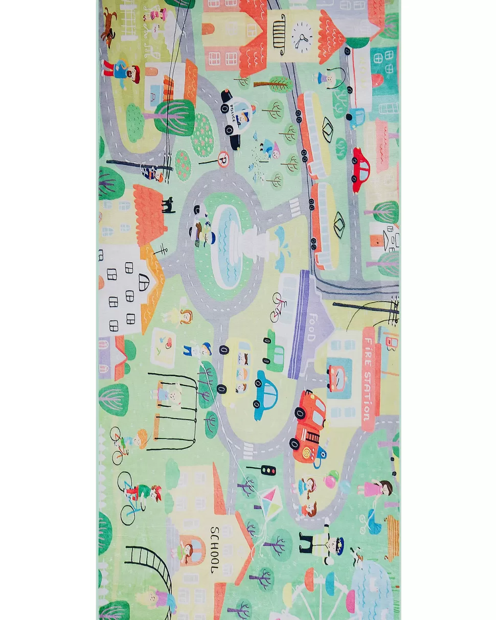 Teppiche>Beliani Kinderteppich Grun Stadt-Motiv 80 X 150 Cm Kemer