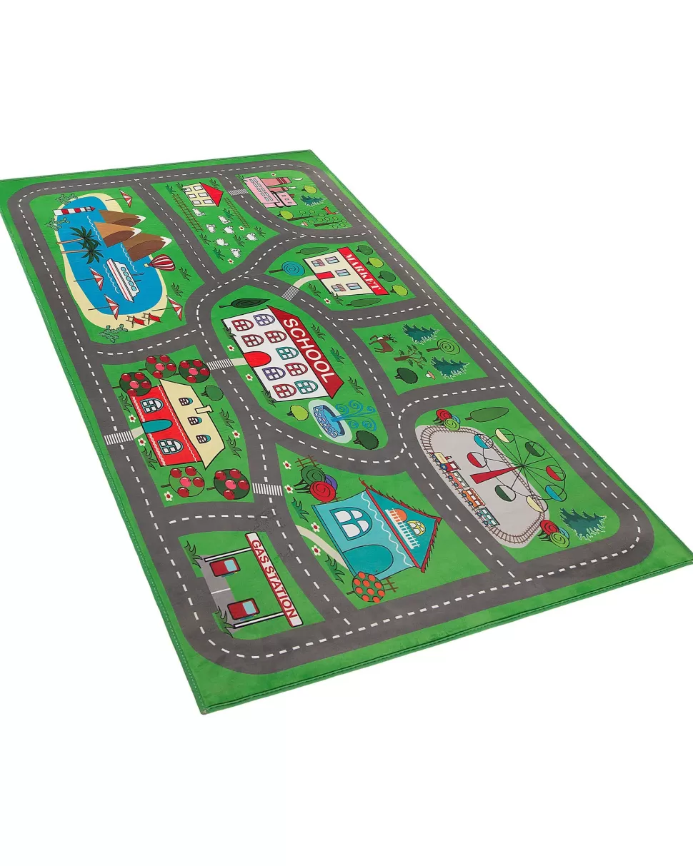 Teppiche>Beliani Kinderteppich Grun Stadt-Motiv 80 X 150 Cm Tutak