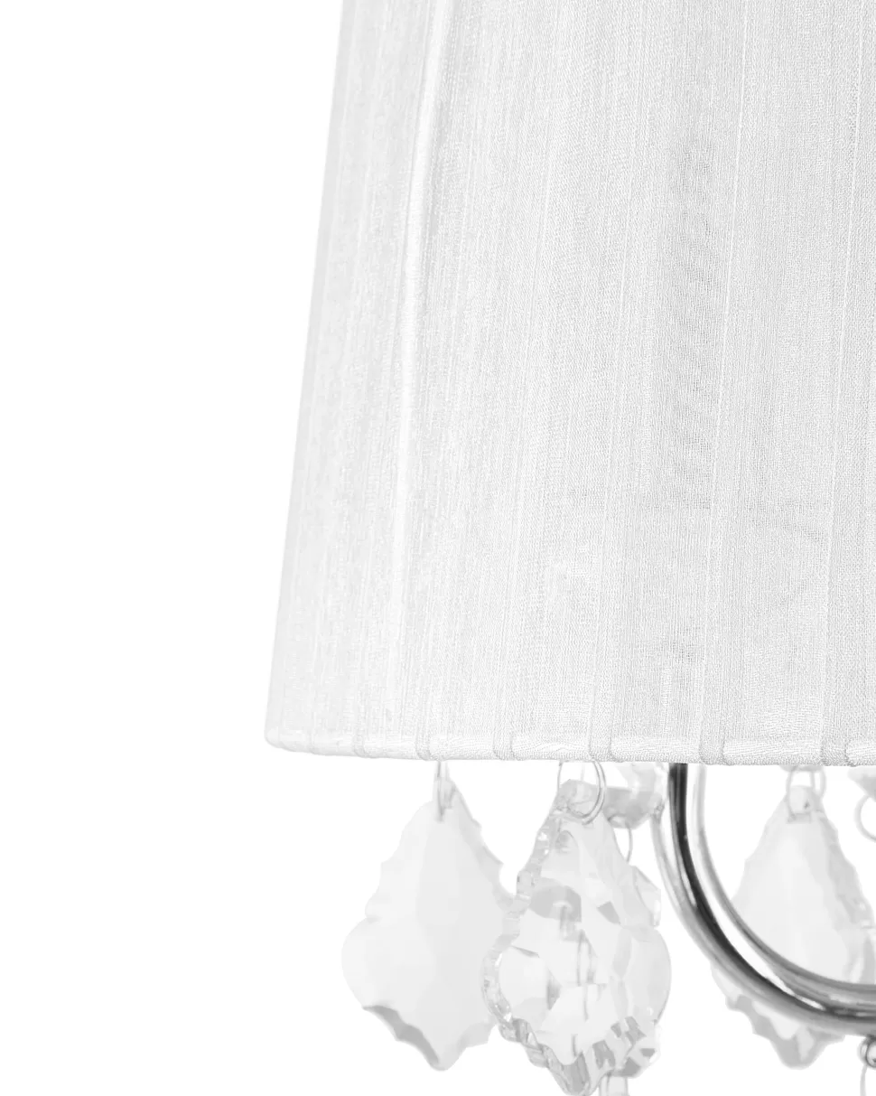 Fashion Beliani Kronleuchter Mit Schirm Metall Weis Kristall-Optik 3-Flammig Trommelform Evans