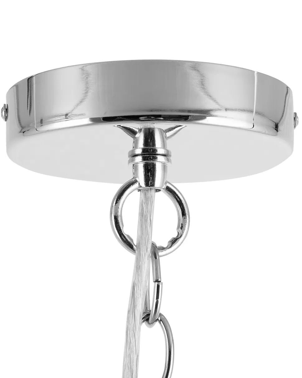 Fashion Beliani Kronleuchter Mit Schirm Metall Weis Kristall-Optik 3-Flammig Trommelform Evans