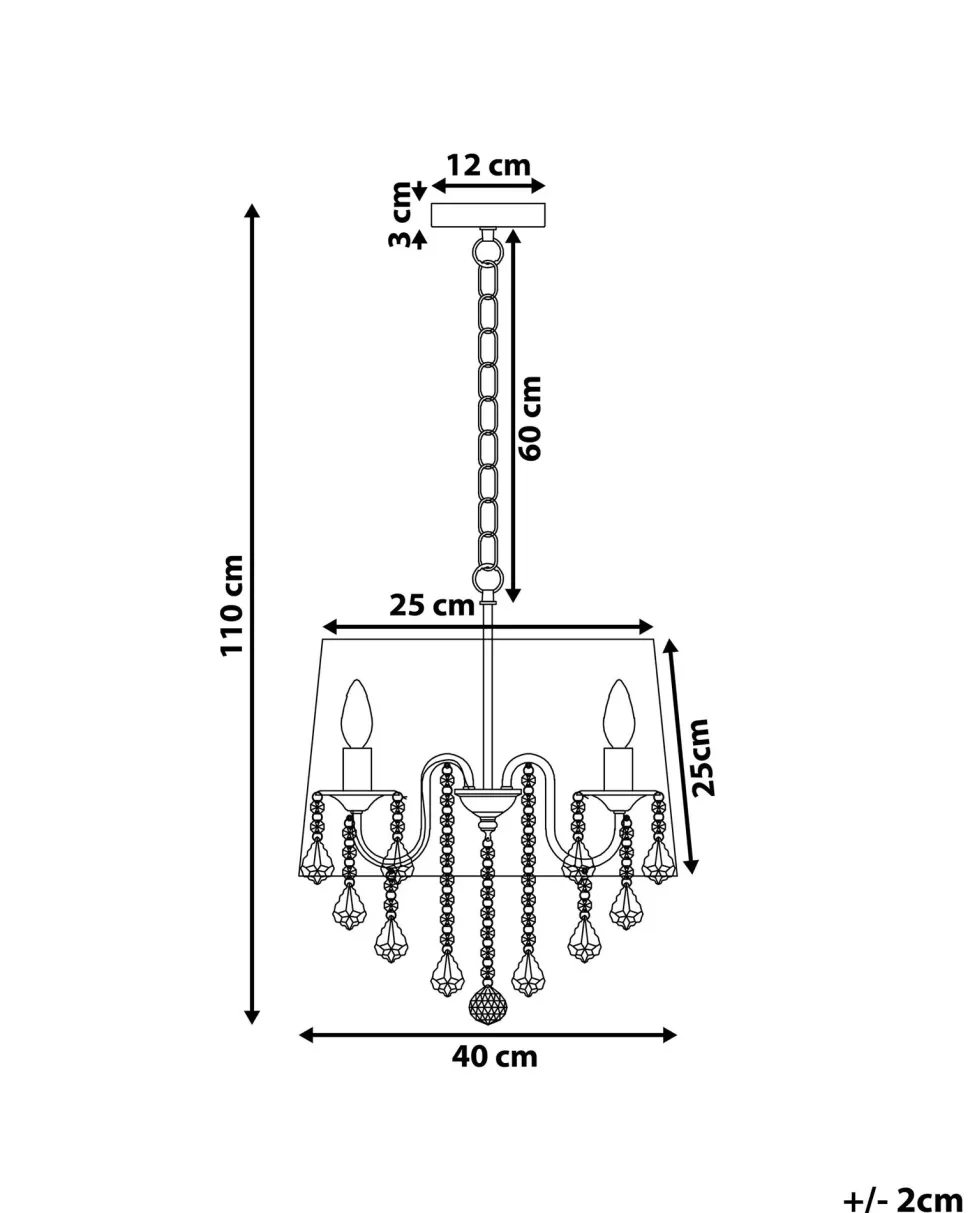 Fashion Beliani Kronleuchter Mit Schirm Metall Weis Kristall-Optik 3-Flammig Trommelform Evans
