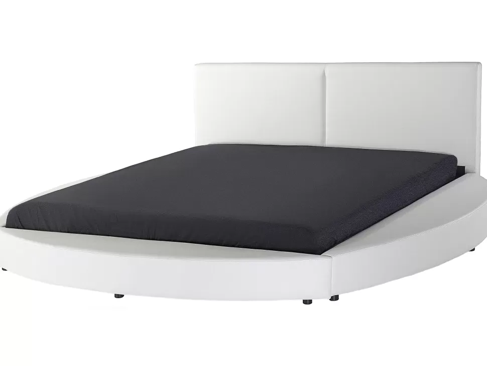 Hot Beliani Lederbett Weis Lattenrost 180 X 200 Cm Laval