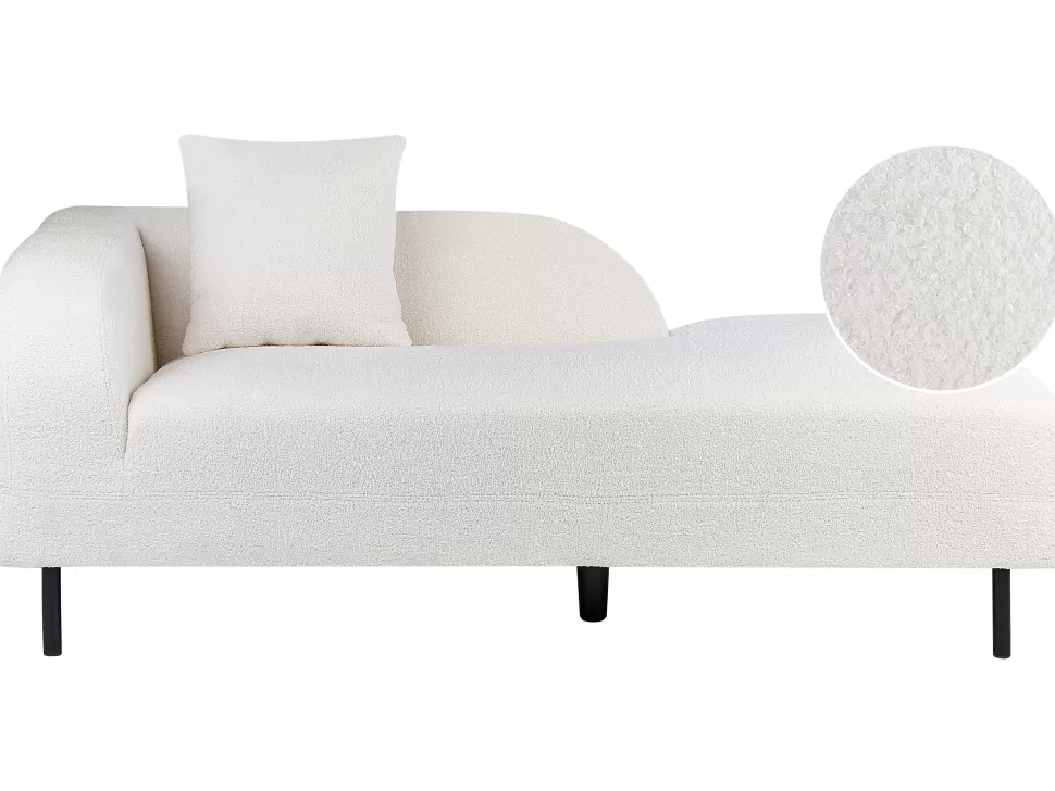 Best Sale Beliani Left Hand Boucle Chaise Lounge White Le Crau