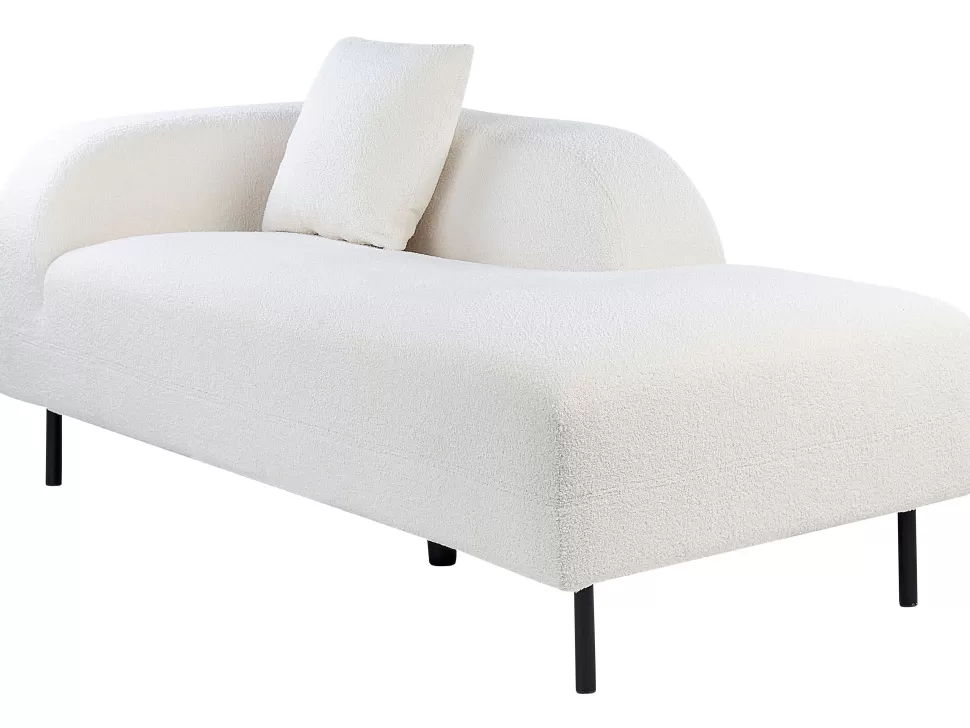 Best Sale Beliani Left Hand Boucle Chaise Lounge White Le Crau