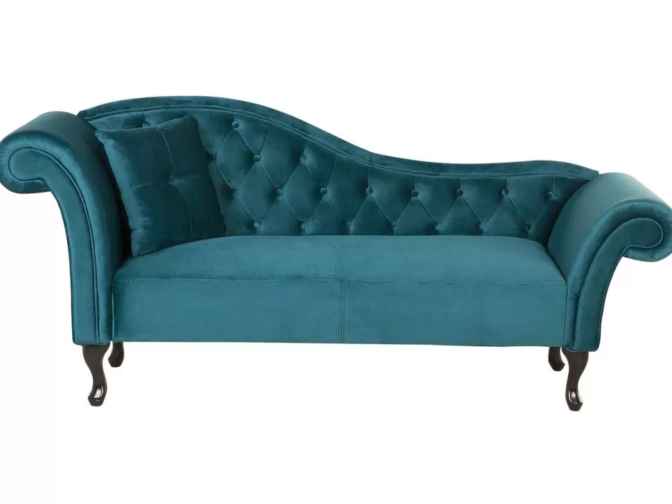 Hot Beliani Left Hand Chaise Lounge Velvet Teal Lattes