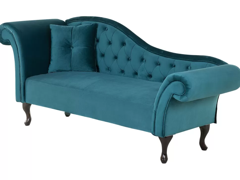 Hot Beliani Left Hand Chaise Lounge Velvet Teal Lattes