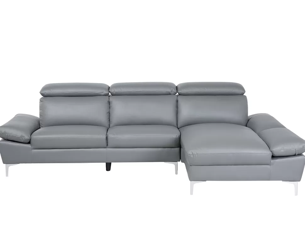 Fashion Beliani Left Hand Corner Sofa Leather Grey Farila