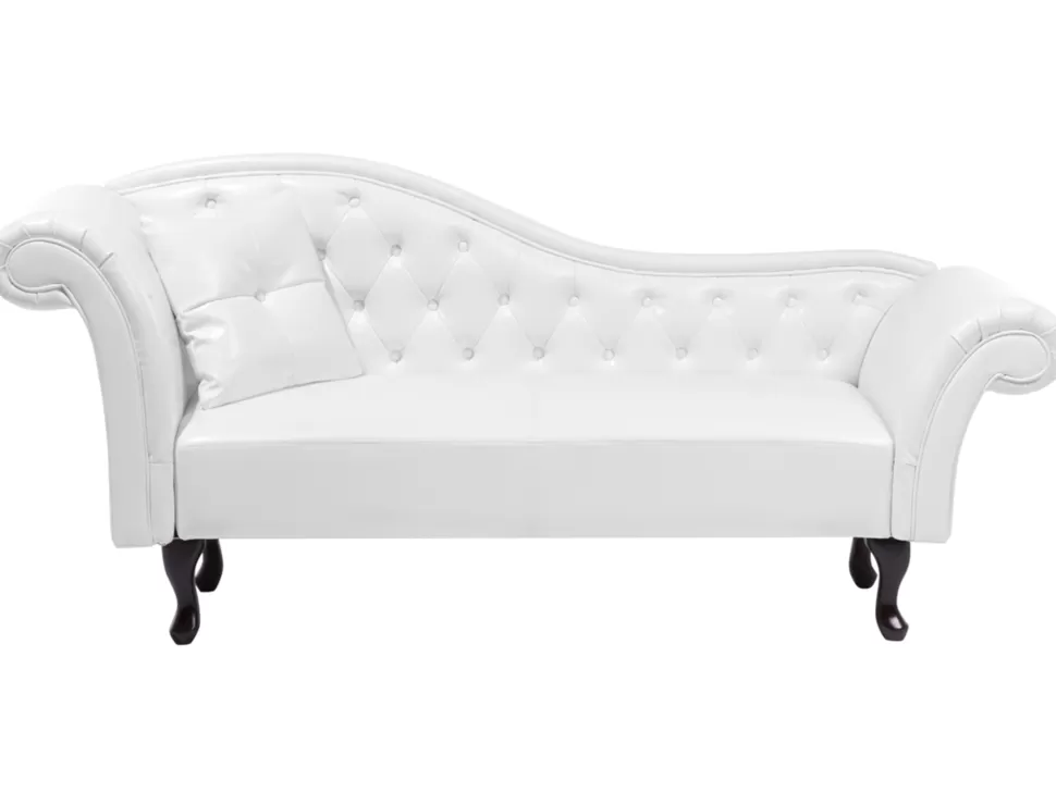 Sale Beliani Left Hand Faux Leather Chaise Lounge White Lattes