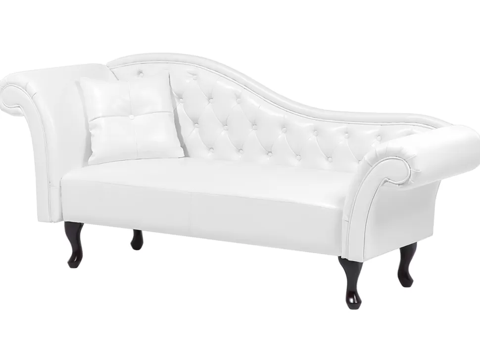 Sale Beliani Left Hand Faux Leather Chaise Lounge White Lattes