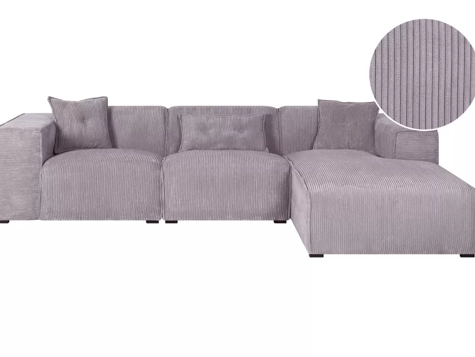 Fashion Beliani Left Hand Jumbo Cord Corner Sofa Grey Dolva
