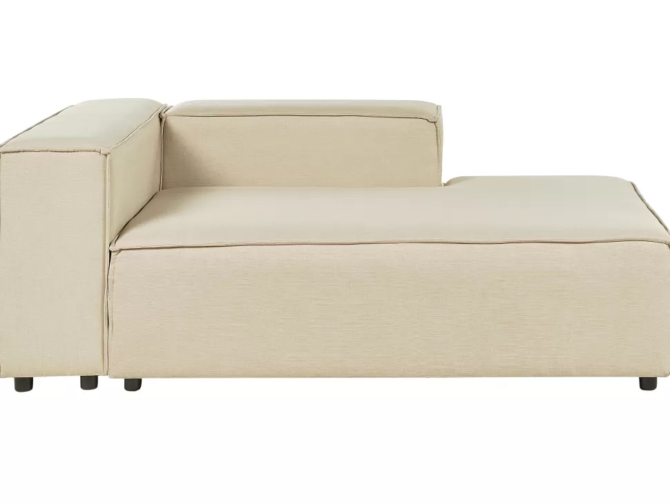 Sofas>Beliani Left Hand Linen Chaise Lounge Beige Aprica