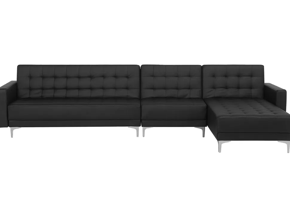 Store Beliani Left Hand Modular Faux Leather Sofa Black Aberdeen