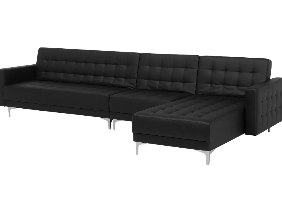 Store Beliani Left Hand Modular Faux Leather Sofa Black Aberdeen