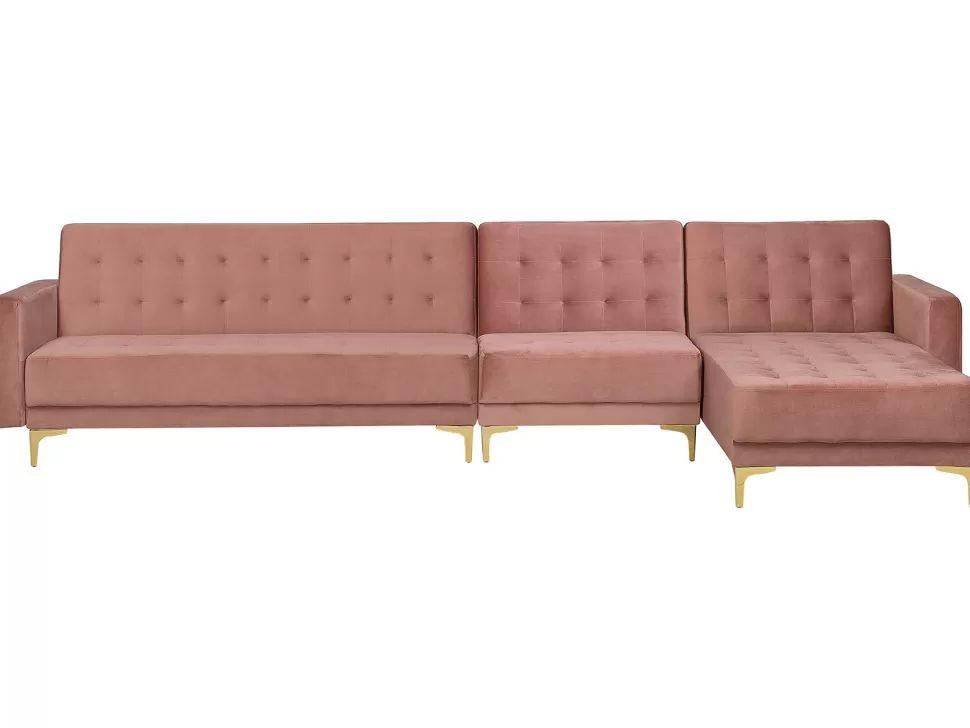 Sofas>Beliani Left Hand Modular Velvet Sofa Pink Aberdeen