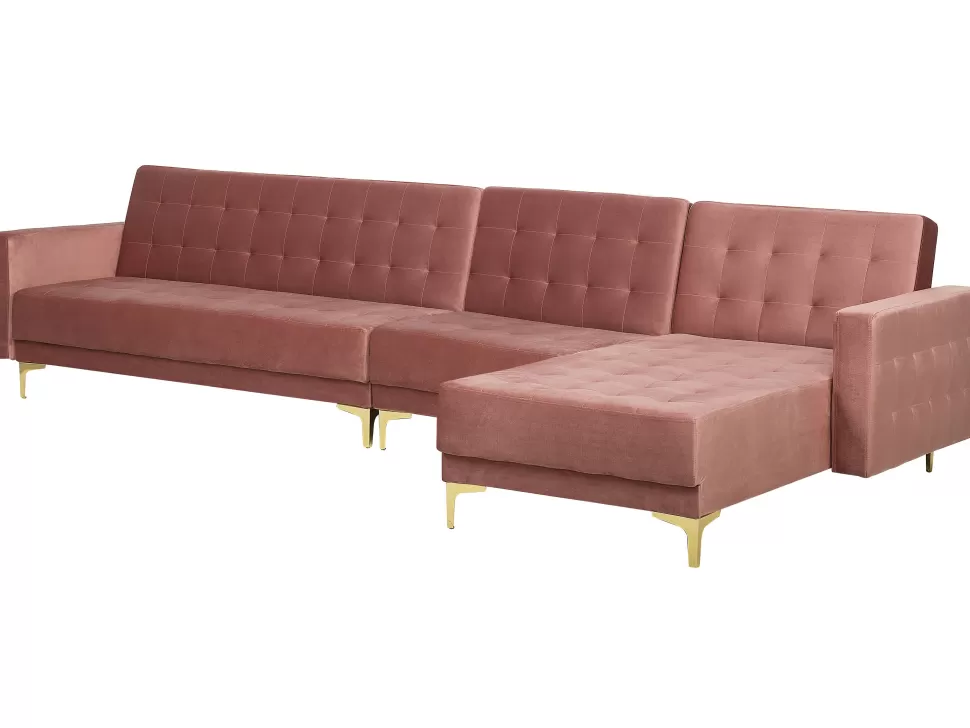 Sofas>Beliani Left Hand Modular Velvet Sofa Pink Aberdeen