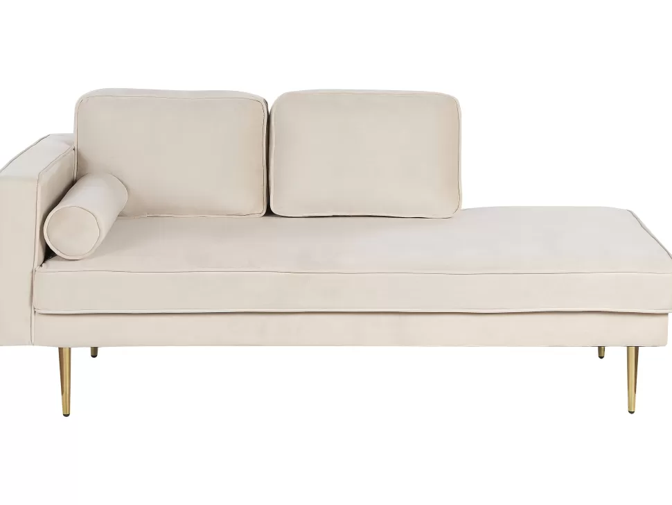 Clearance Beliani Left Hand Velvet Chaise Lounge Beige Miramas