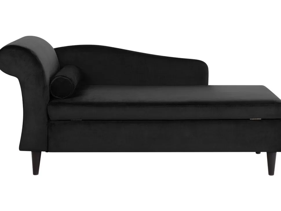 Fashion Beliani Left Hand Velvet Chaise Lounge Black Luiro