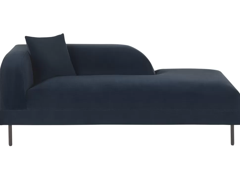 Clearance Beliani Left Hand Velvet Chaise Lounge Dark Blue Le Crau