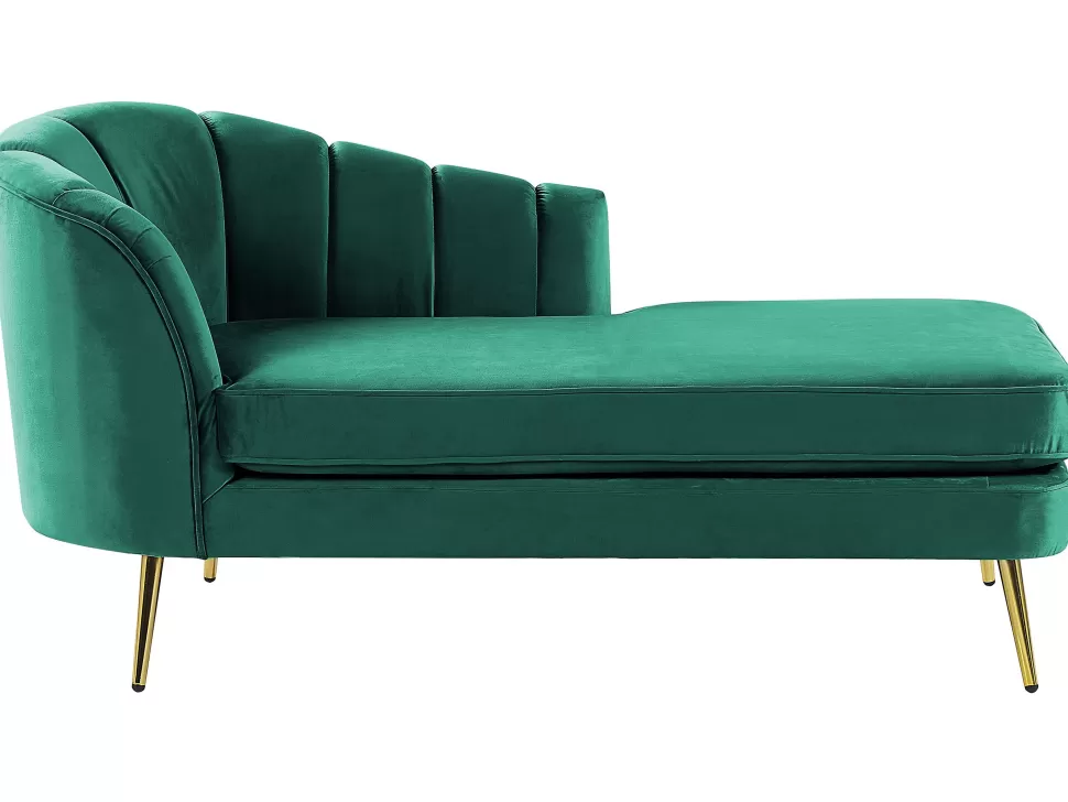 Sofas>Beliani Left Hand Velvet Chaise Lounge Emerald Green Allier