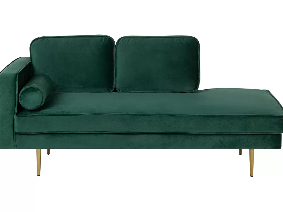 Sofas>Beliani Left Hand Velvet Chaise Lounge Emerald Green Miramas