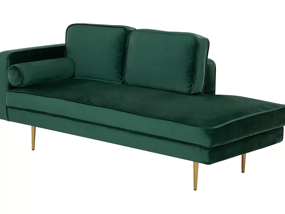 Sofas>Beliani Left Hand Velvet Chaise Lounge Emerald Green Miramas