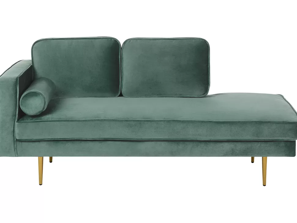 Store Beliani Left Hand Velvet Chaise Lounge Mint Green Miramas