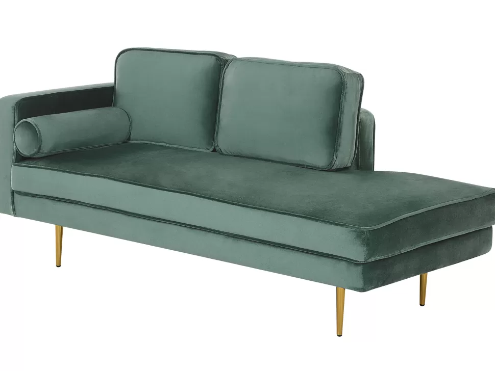 Store Beliani Left Hand Velvet Chaise Lounge Mint Green Miramas