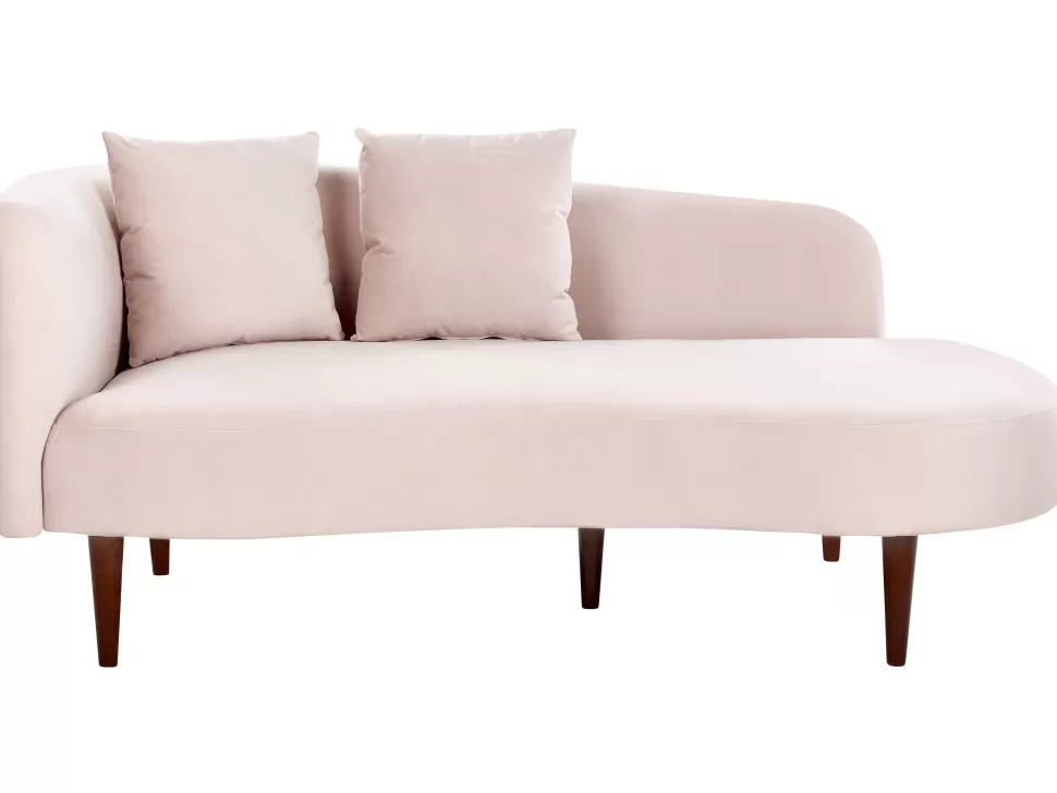 Sofas>Beliani Left Hand Velvet Chaise Lounge Pink Chaumont