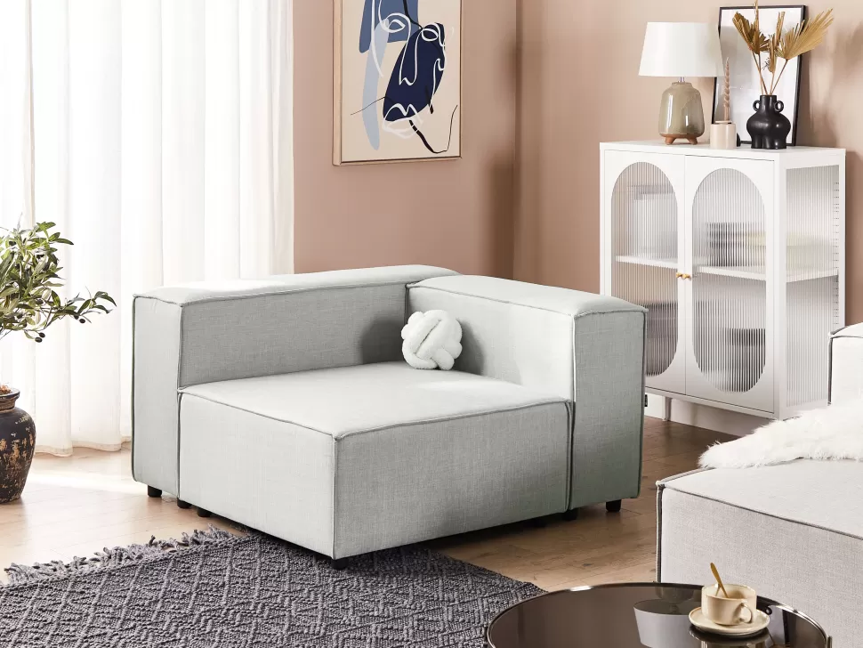 Hot Beliani Linen Corner Section Grey Aprica