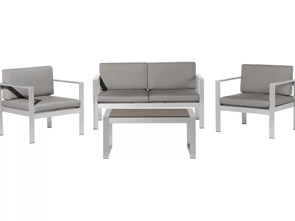 Cheap Beliani Lounge Set Aluminium 4-Sitzer Auflagen Dunkelgrau Salerno