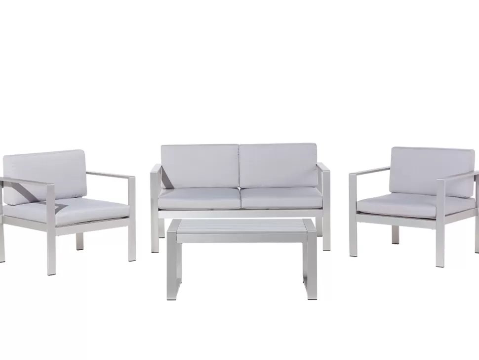 Gartenmöbel>Beliani Lounge Set Aluminium 4-Sitzer Auflagen Hellgrau Salerno