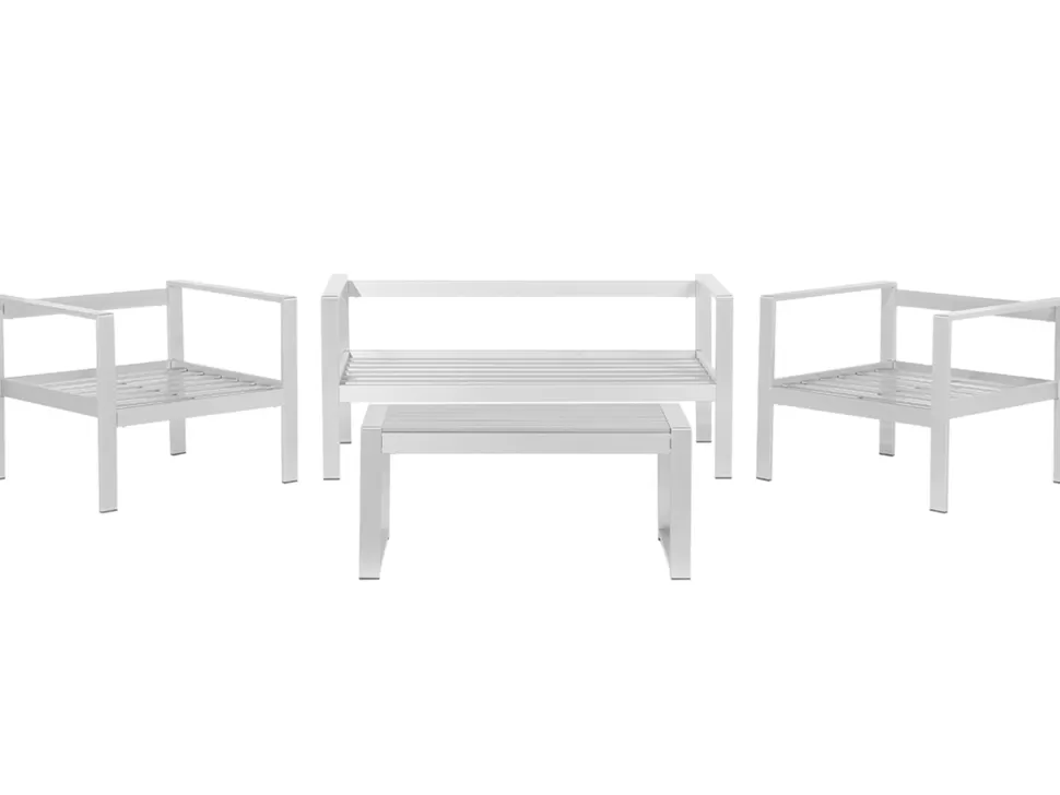 Gartenmöbel>Beliani Lounge Set Aluminium 4-Sitzer Auflagen Hellgrau Salerno