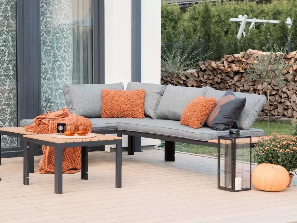 Gartenmöbel>Beliani Lounge Set Aluminium Schwarz 4-Sitzer Modular Auflagen Grau Pienza