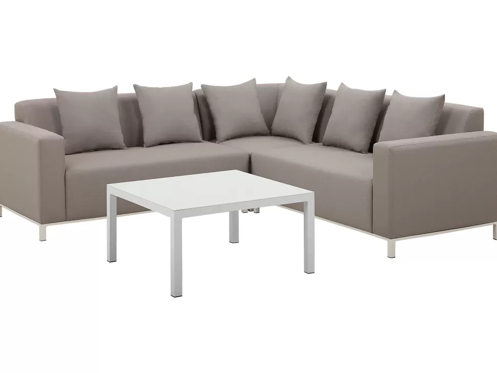 Gartenmöbel>Beliani Lounge Set Beige 5-Sitzer Linksseitig Modular Belize