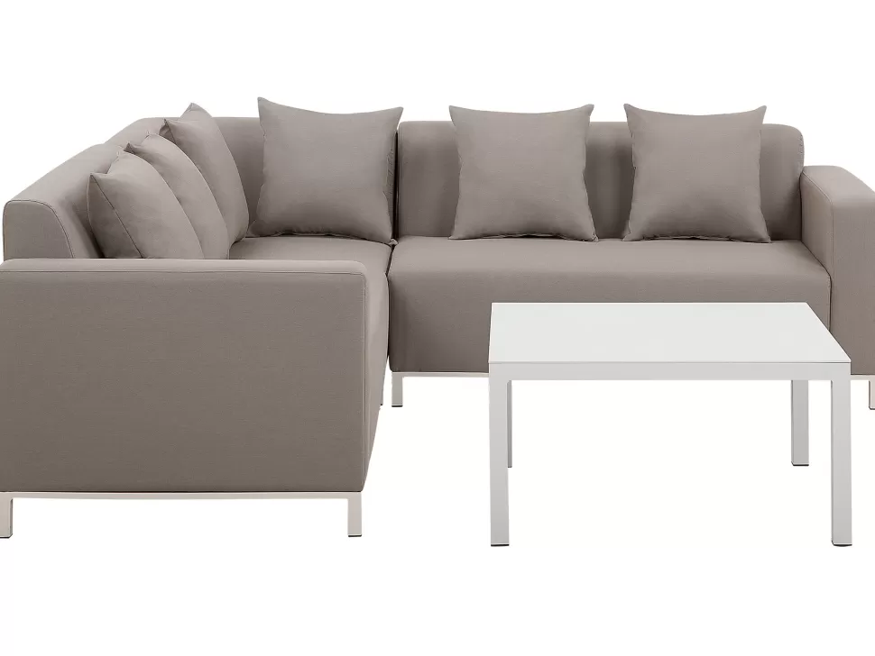 Store Beliani Lounge Set Beige 5-Sitzer Rechtsseitig Modular Belize