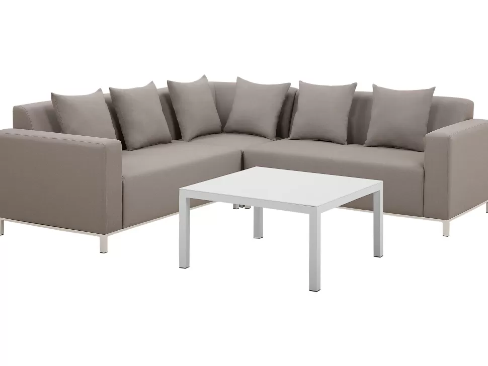 Store Beliani Lounge Set Beige 5-Sitzer Rechtsseitig Modular Belize