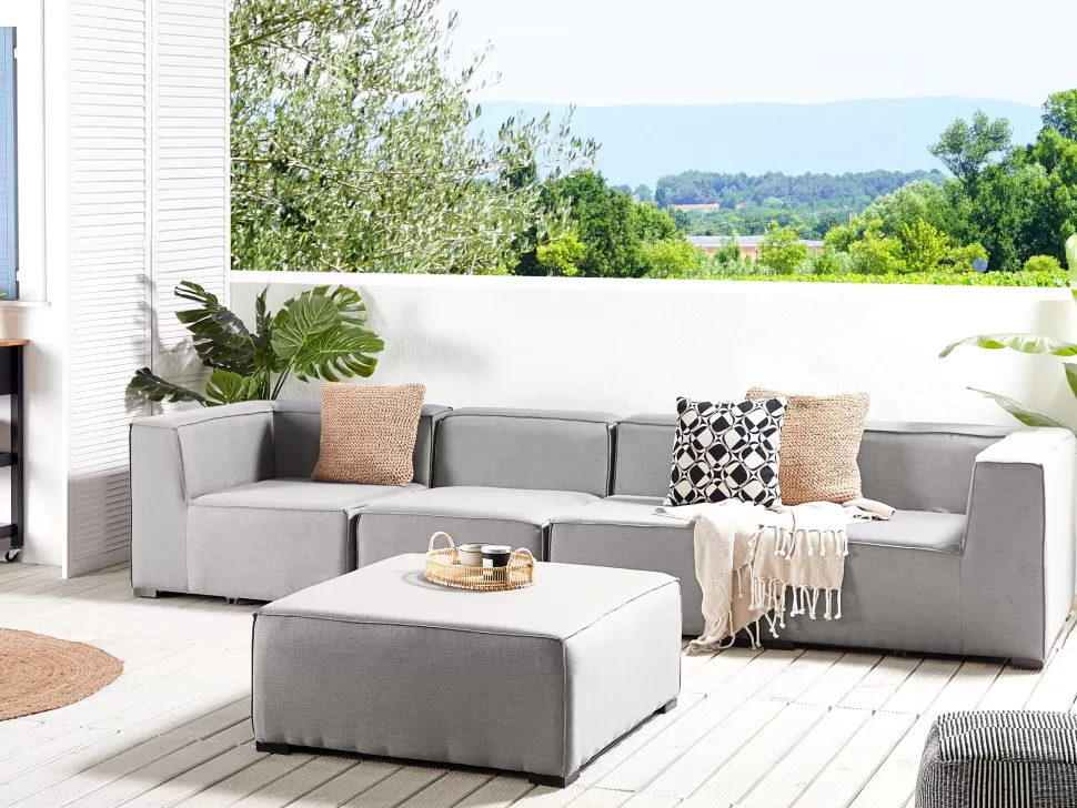 Gartenmöbel>Beliani Lounge Set Hellgrau 4-Sitzer Modular Arezzo