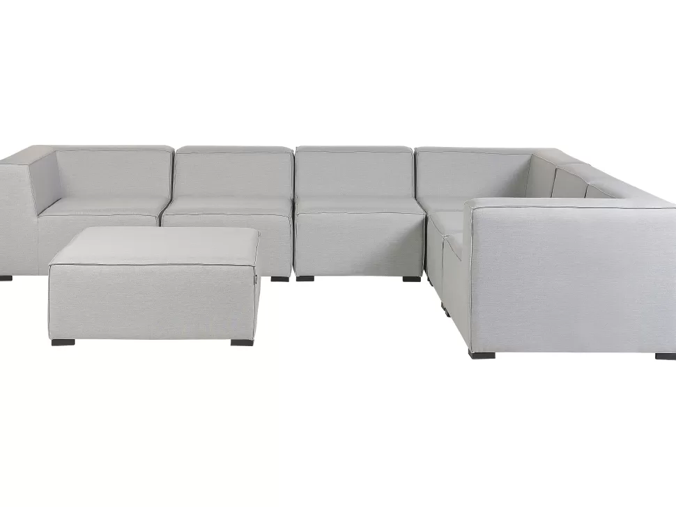 Store Beliani Lounge Set Hellgrau 7-Sitzer Linksseitig Modular Arezzo