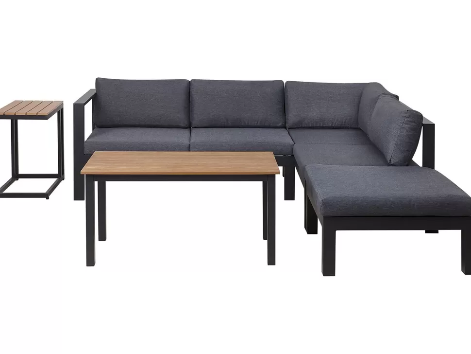 Cheap Beliani Lounge Set Kunstholz Schwarz 5-Sitzer Auflagen Grau Messina