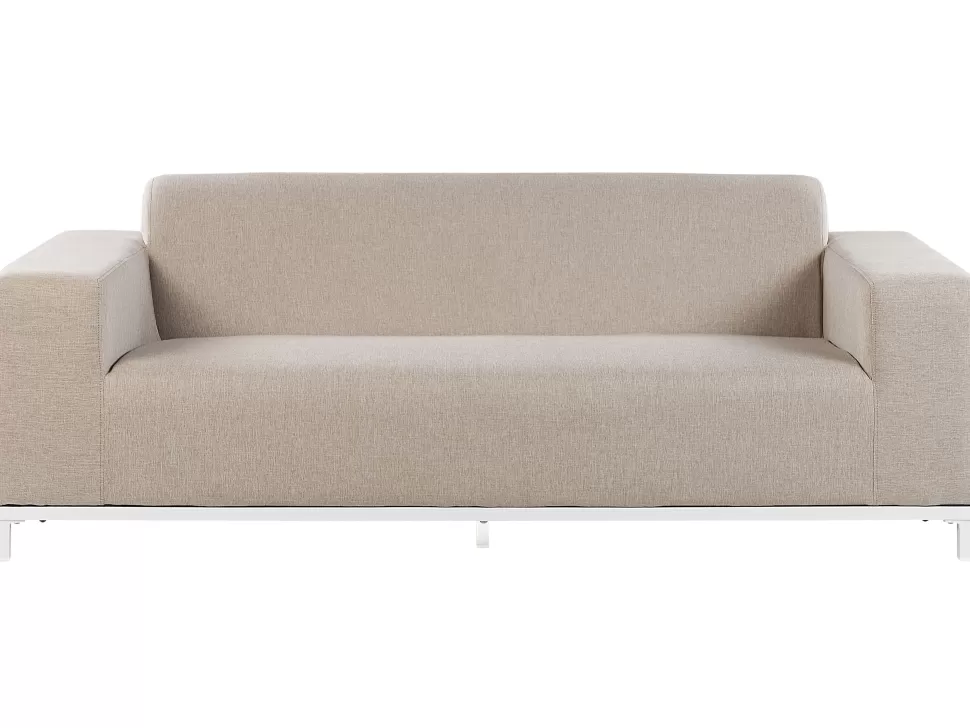 Gartenmöbel>Beliani Lounge Set Polsterbezug Beige / Weises Gestell 5-Sitzer Rovigo