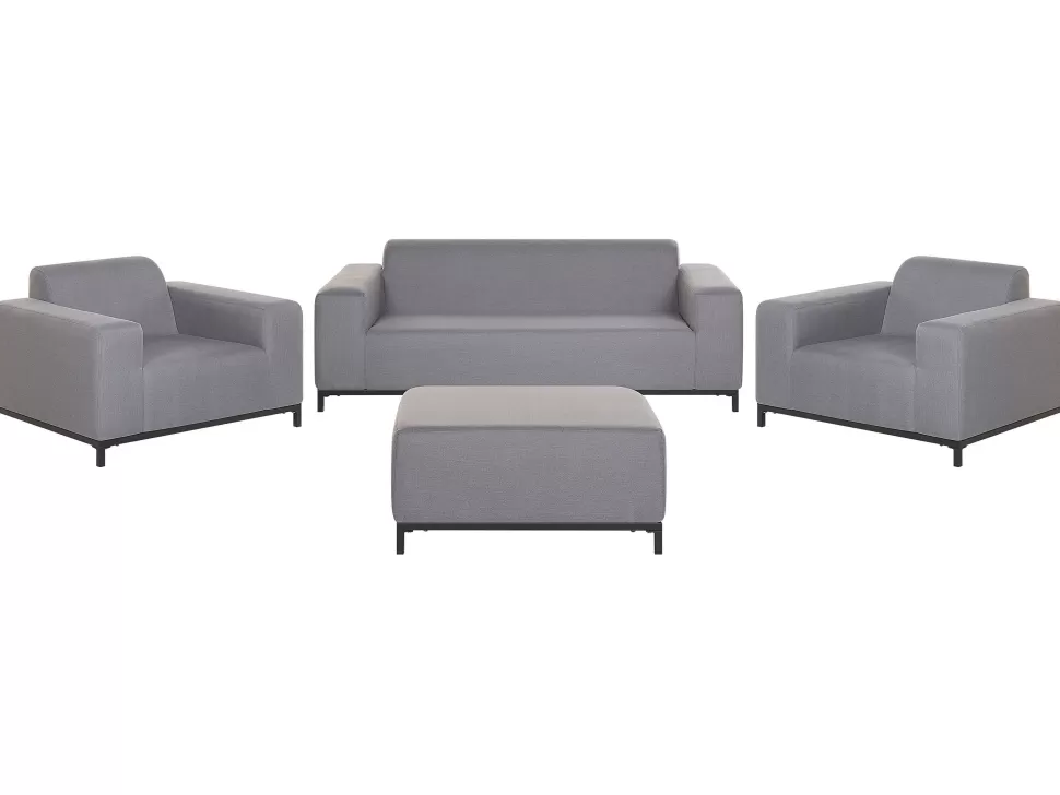 Discount Beliani Lounge Set Polsterbezug Grau / Schwarzes Gestell 5-Sitzer Rovigo