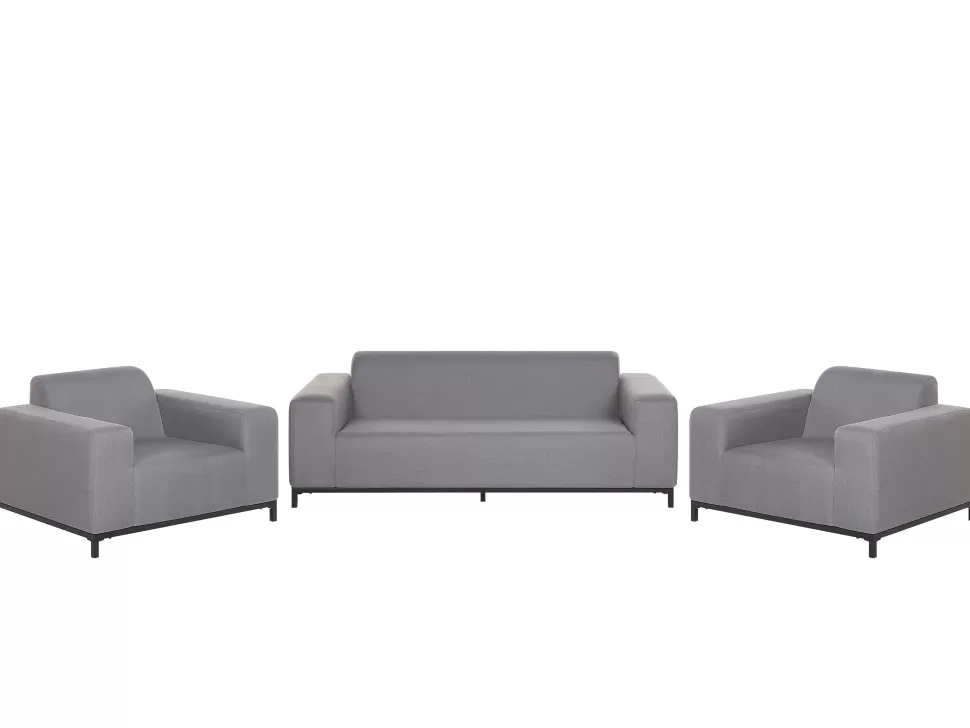 Discount Beliani Lounge Set Polsterbezug Grau / Schwarzes Gestell 5-Sitzer Rovigo