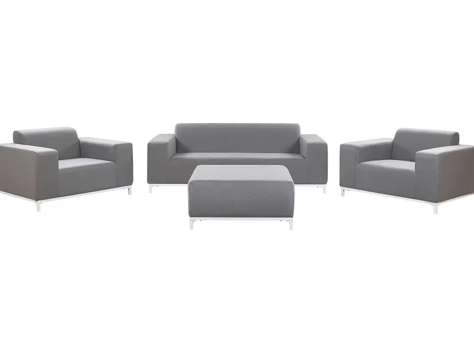 Online Beliani Lounge Set Polsterbezug Grau / Weises Gestell 5-Sitzer Rovigo