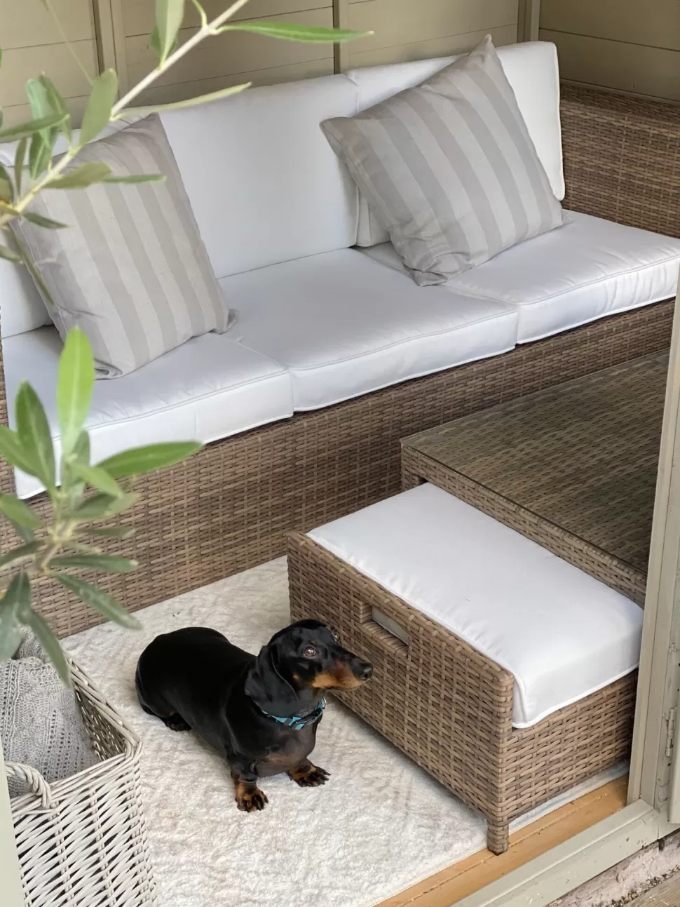 Gartenmöbel>Beliani Lounge Set Rattan Braun 5-Sitzer Auflagen Weis Belluno