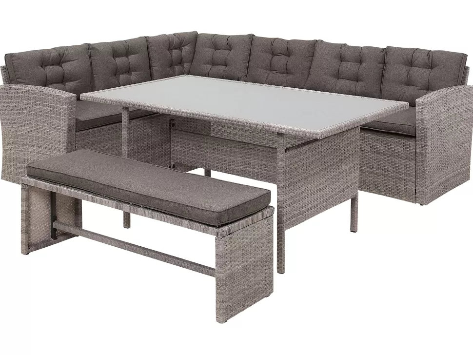 Gartenmöbel>Beliani Lounge Set Rattan Grau Viterbo