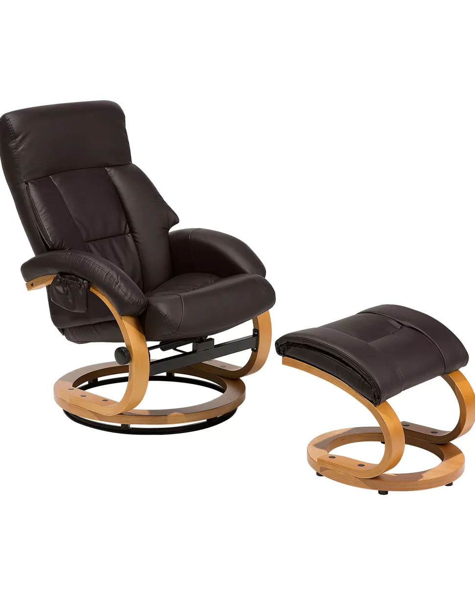 Clearance Beliani Massagesessel Braun Kunstleder Heizfunktion Mit Fushocker Force