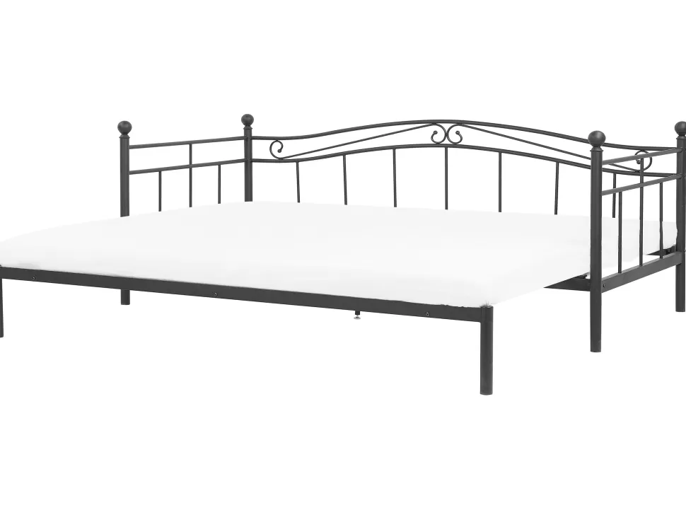 Kinder>Beliani Metallbett Ausziehbar Schwarz Lattenrost 80 X 200 Cm Tulle