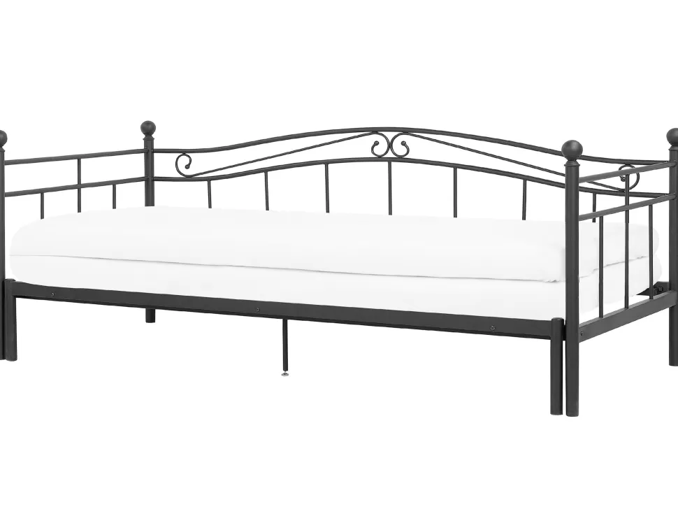 Kinder>Beliani Metallbett Ausziehbar Schwarz Lattenrost 80 X 200 Cm Tulle